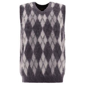 BEAMS PLUS Argyle Mohair Blend V-Neck Vest Men GREY Sweaters & Cardigans